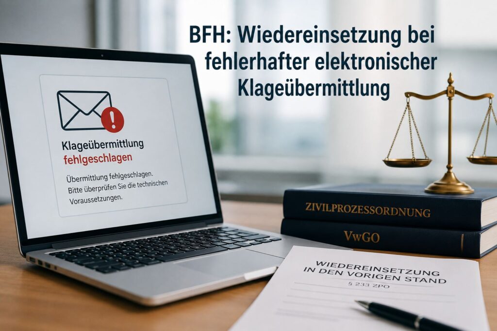 Wiedereinsetzung bei fehlerhafter elektronischer Klageübermittlung